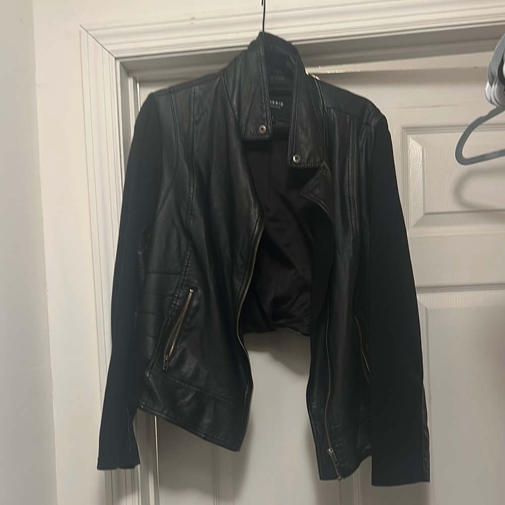 Crop Black Leather Jacket